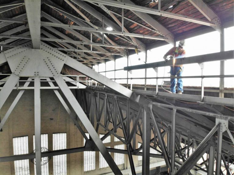 Welder working on demolition