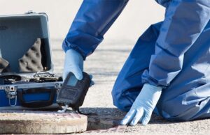 worker taking reading