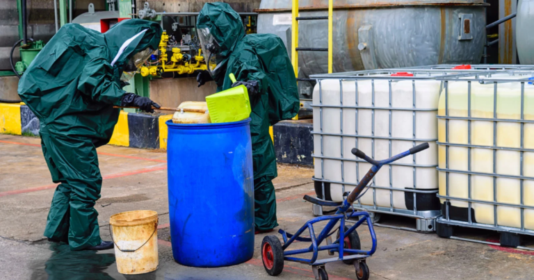 Industrial chemical storage spill prevention equipment